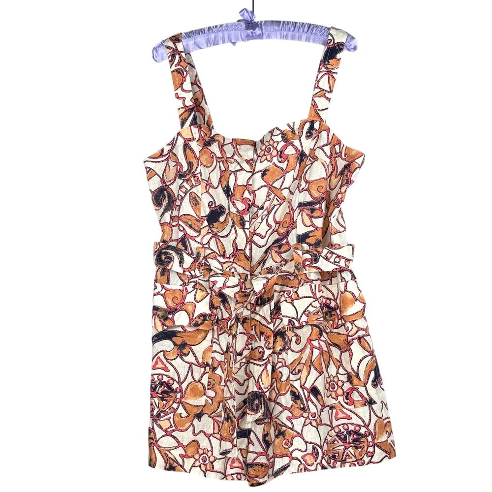 NWT ALC Gilmour Print Linen Belted Romper Size 10